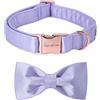 Unique style paws Collare per cani, collare in seta viola con fiocco, morbida cravatta regolabile, collare per animali domestici regalo per cani femminili di taglia X-piccola