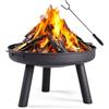 LEADZM Braciere Ø 60 cm, struttura in ferro, con 2 manici robusti + ganci per fuoco, braciere per legno e carbone, braciere come braciere per giardino, terrazza, fuochi da falò, colore nero