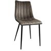 Sedia in velluto imbottito con gambe in metallo grigio scuro