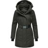 Navahoo Frostkuss 14 parka invernale da donna con cappuccio removibile e cintura, dark olive,