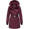 Navahoo Frostkuss 14 parka invernale da donna con cappuccio removibile e cintura, wine,