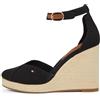 Tommy Hilfiger Donna Espadrillas Wedge Flag Closed Toe con Cinturino alla Caviglia, Nero (Black), 41