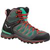 SALEWA Ws Mtn Trainer Lite Mid Gtx, Scarponi da trekking e da escursionismo Donna, Blu (Feld Green/Fluo Coral), 38.5 EU