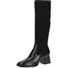 CAPRICE Stivali alti da donna con tacco in pelle al ginocchio Larghezza G, Nero (Black Comb), 37 EU