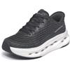 Skechers Max Cushioning Glide Step Sapphire - Sneaker da Donna, Senza Mani, Senza Lacci, Nero/Bianco, 38.5 EU