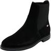 Tommy Hilfiger Donna Stivaletti Chelsea Flag Suede Piatti, Nero (Black), 36