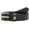 Tommy Hilfiger Donna Cintura Square 2,5 cm Go Cintura in Pelle, Nero (Black), 75 cm