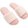 OHS Pantofole da donna in finta pelliccia di coniglio, morbide e morbide, con punta aperta, per la casa degli uomini e delle donne, calde, super morbide, rosa blush - S 3/4 UK
