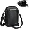 befen Borsa a tracolla in vera pelle per cellulare, da donna, piccola cerniera intorno al portafoglio, Nero, Small