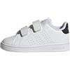 adidas Unisex - Bimbi 0-24 Advantage Lifestyle Court Two Hook-And-Loop Shoes, Cloud White/Core Black/Silver Met, 25.5 EU
