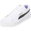 PUMA Women's Fashion Shoes SMASH PLATFORM V3 Trainers & Sneakers, PUMA WHITE-PUMA BLACK-PUMA GOLD, 40