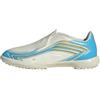 adidas Unisex - Bambini e Ragazzi F50 Messi League Laceless Turf Football Kids Shoes, Ivory/Semi Blue Burst/Icey Blue, 28 EU