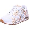 Skechers Donna Uno Metallic Love Trainers, White And Multi Metallic Heart Print Durabuck, 37.5 EU