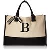 Mud Pie Classic Black and White Initial Canvas Tote Bags (B), 100% cotone, 43,2 x 48,3 x 5,1 cm