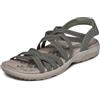 Skechers Sandali Bassi da Donna Reggae Slim Summer Getaway, Verde Oliva, Taglia 40