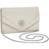 Miss Lulu Pochette Clutch Donna, Pochette Eleganti da Cerimonia, Borse con Diamanti in Pelle Scamosciata, Borsa da Sera Elegante con Catenella per Matrimoni, Feste e Serate, Beige