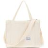 Valleycomfy - Borsa tote in velluto a coste da donna, borsa a tracolla da viaggio, borse da lavoro, borsa hobo per tutti i giorni, Beige, Large