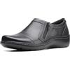 Clarks Women's Cora Giny Loafer Flat, Black Tumbled/Smooth Leather
