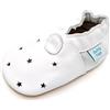 Dotty Fish Ragazzi Scarpe da Bambino in Pelle, Unisex, Bianco con Stelline, 25 EU