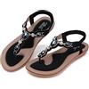 SHIBEVER Sandali piatti da donna Dressy: sandali estivi comodi con perizoma, 97 Nero, 40.5 EU