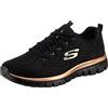 Skechers Graceful Get Connected, Sneaker Donna, Black Mesh Rose Gold Trim, 35 EU