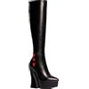 LAMODA Love Potion, Stivali Alti al Ginocchio Donna, Black Pu Red Heart, 37 EU