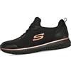 Skechers Donna Squad Sr Trainers, Black Flat Knit /Rose Gold Trim, 36.5 EU