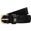 Tommy Hilfiger Donna Cintura Essential Effortless 2,5 cm Intrecciata, Nero (Black), 80 cm