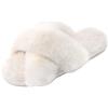 Parlovable Pantofole da donna Cross Strap Soft Plush Plush comode Open Toe Slippers Indoor Outdoor Artificial Rabbit Fur Caldo e confortevole Antiscivolo e traspirante, Bianco, 38-39 EU