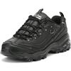 Skechers D'Lites - Fresh Start, Scarpe Donna, Black Black Leather Mesh Charcoal Trim Yellow Bbk, 35 EU