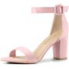 Allegra K - Sandali da donna con tacco grosso, fibbia e cinturino alla caviglia, Rosa (rosa chiaro), 37 EU