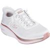 Skechers Scarpe da Donna Go Run Elevate 2.0 Banyan Slip-On, Tessuto Bianco con Finiture Rosa, 37.5 EU