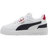 PUMA Shuffle Downtown Lo Jr - Sneaker Unisex per Bambini, Puma Bianco New Navy per Tutti i Tempi Rosso, 4 UK
