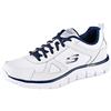 Skechers Track Scloric, Sneaker, Uomo, Bianco White Leather Mesh Pu Navy Trim, 43 EU