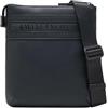 Armani Exchange A|X Men's Angel, tonal logo, front zip, Black, Flat crossbody Angel, tonal logo, front zip medium size