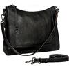 Iswee Borse a tracolla in vera pelle per le donne Satchel borsa hobo borsa da donna vintage borsa a tracolla lavoro, nero, Borsa a tracolla da donna