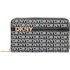 DKNY Avril Zip Around Wallet, Billfold da Donna, Logo Nero e Nero, L