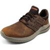 Skechers Delson 3.0 Ezra, Scarpe da ginnastica Uomo, Dark Brown Leather W/ Mesh, 39.5 EU