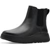 Fitflop Stivaletti Chelsea da donna in caldo pelle martellata con cuciture F-mode, Nero, 37.5 EU