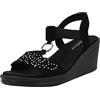 Skechers Rumblers Queen B - Sandali da donna con zeppa, nero, 40 EU