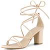 Allegra K Donne Cinghie Allacciare Grosso Tacco Sandali Us Nero 7 Beige 40