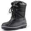 riemot Stivali Donna Scarpe Invernali Stivali da Neve Caldo Impermeabili Stivaletti Foderato Stringate Snow Boots Scarponcini Metà polpaccio Stivali Antiscivolo Scarpe Trekking,Nero,42 EU