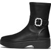 Fitflop F-LUMA - Stivali corti da donna in pelle con fibbia con cristalli, alla caviglia, nero, taglia 40, Nero, 42 EU