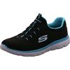 Skechers Donna Summits 12980 Scarpe da ginnastica, Black Mesh/ Turquoise Trim, 40 EU