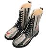 DOGO Femme Cuir Vegan Noir Bottes Longues à Glissière - Bottes de Mode Décontractées Confortables Faites à la Main, You are the Colour of My Life Motif