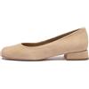 RYŁKO Ballerine da Donna Beige Pelle Scamosciata, Pizzo Quadrato, Tacco a Blocco, 3,5 cm, Classico Slip-on décolleté per Ufficio e Uso Quotidiano, Beige., 35 EU