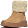 Fitflop Stivaletti da Donna F-Mode in Pelle Scamosciata con Collo in Montone, con Cerniera, Marrone Chiaro, Taglia 40, Abbronzatura del Deserto., 43 EU