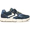 Geox J FLEXYPER Boy B Sneaker, Navy/Yellow, 32 EU