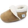 Dotty Fish Pantofole Barefoot in Pelle Scamosciata - Marrone chiaro 18-24m