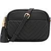 FashionPuzzle Chevron Borsa a tracolla trapuntata con tracolla e nappa nero Taglia unica